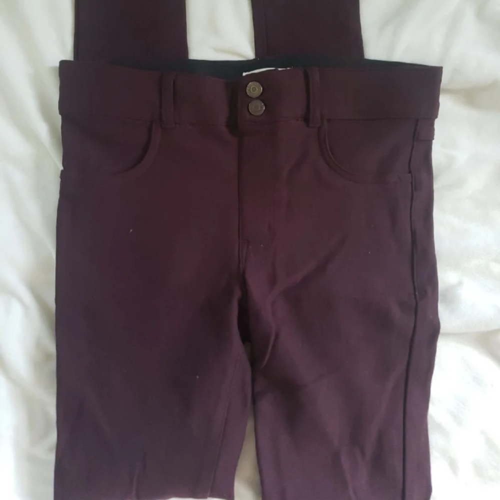 Rewind Burgundy Stretch Pull-On Ponte Leggings Junior's Small